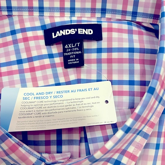 NWT Lands End Mens 4XL/T 20 20.5 Traditional Fit Cool Max Career Dress Shirt - Picture 2 of 10